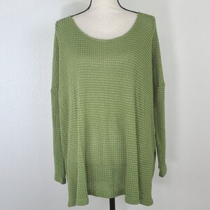 *NWOT* MTS Oversize Moss (Green) Waffle Knit Long Sleeve Top, size Medium